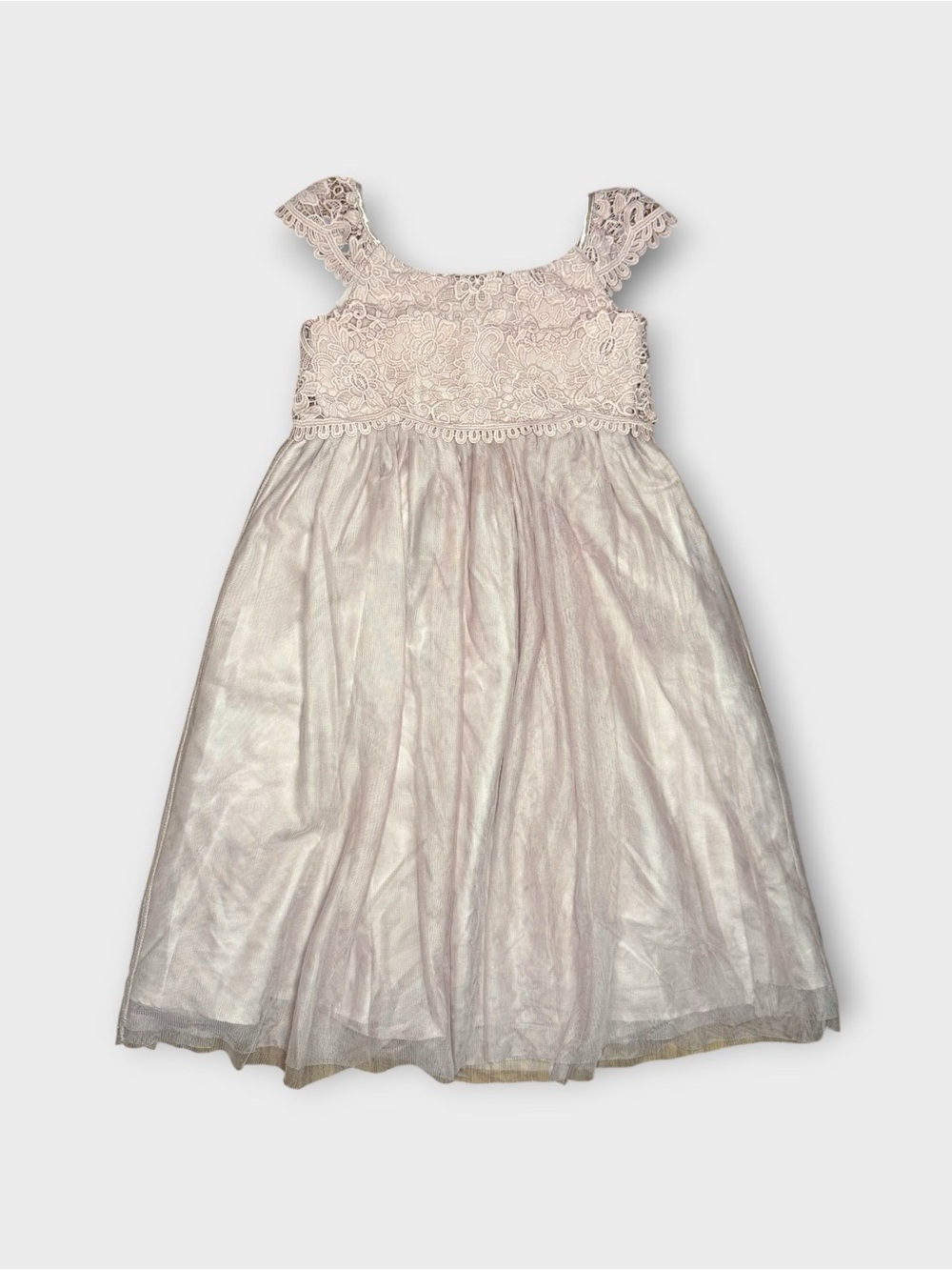 H&M Mauve Pink Cap Sleeve Lace Bodice Tulle Dress